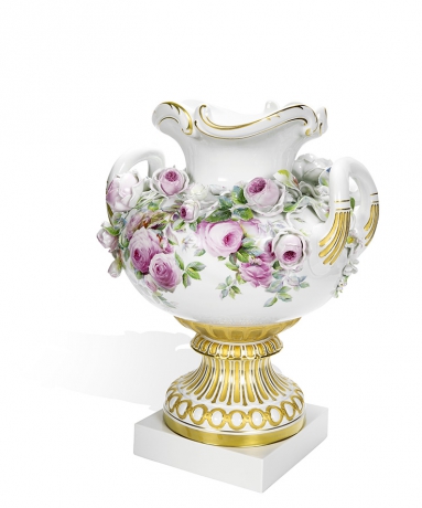 vase con Rosas en relieve, H 57 cm